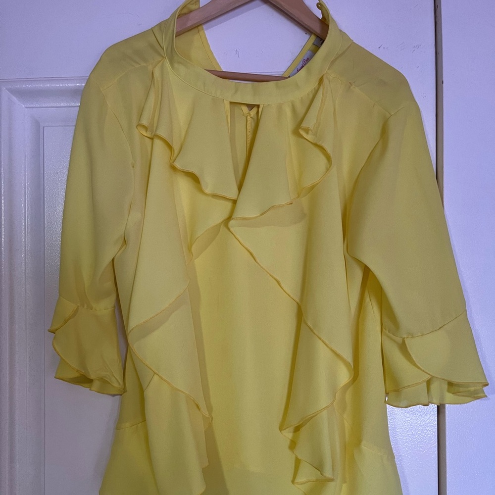 Elegant Yellow Ruffle Blouse